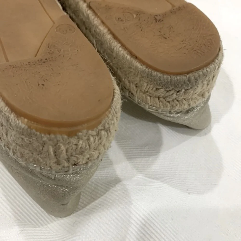 Kurt Geiger London Morella‎ Gold Leather Espadrilles Size 38
